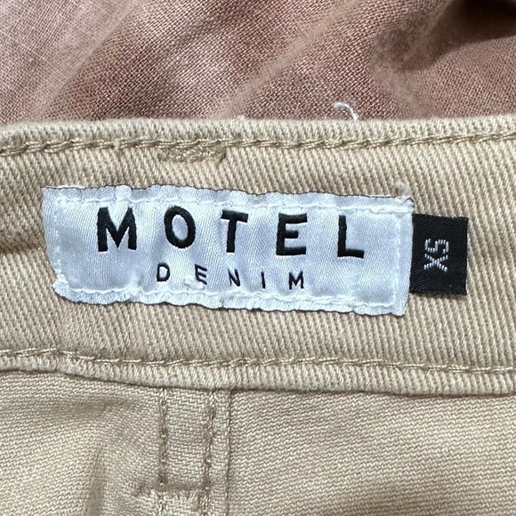 Motel Rocks Straight Leg Jeans In Winter Sandwash Knit Argyle Tan Size XS - Picture 11 of 15